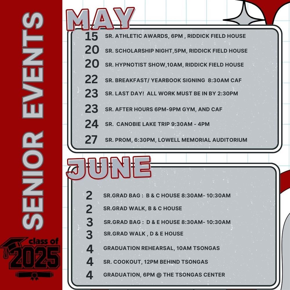  SENIOR EVENT DATES